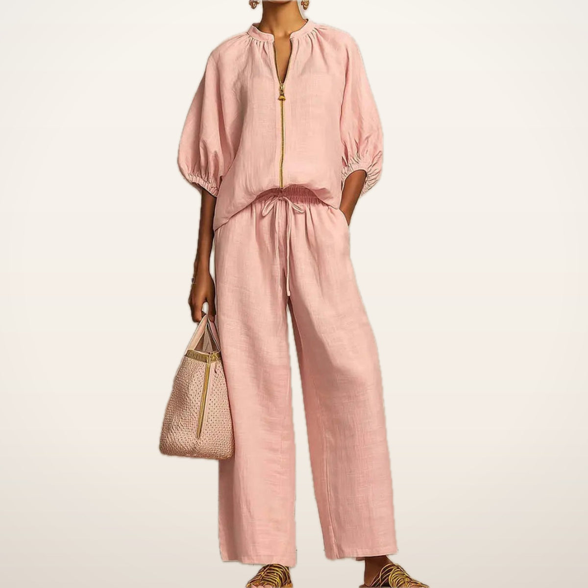 Paige Zip Top & Wide-Leg Pants Set | Velvetella