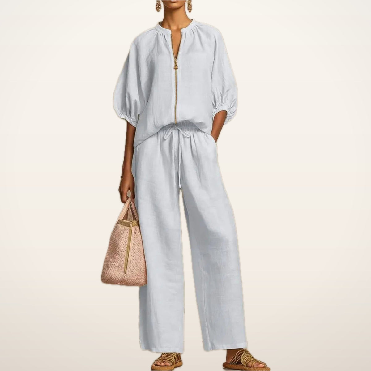 Paige Zip Top & Wide-Leg Pants Set | Velvetella