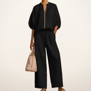 Paige Zip Top & Wide-Leg Pants Set | Velvetella