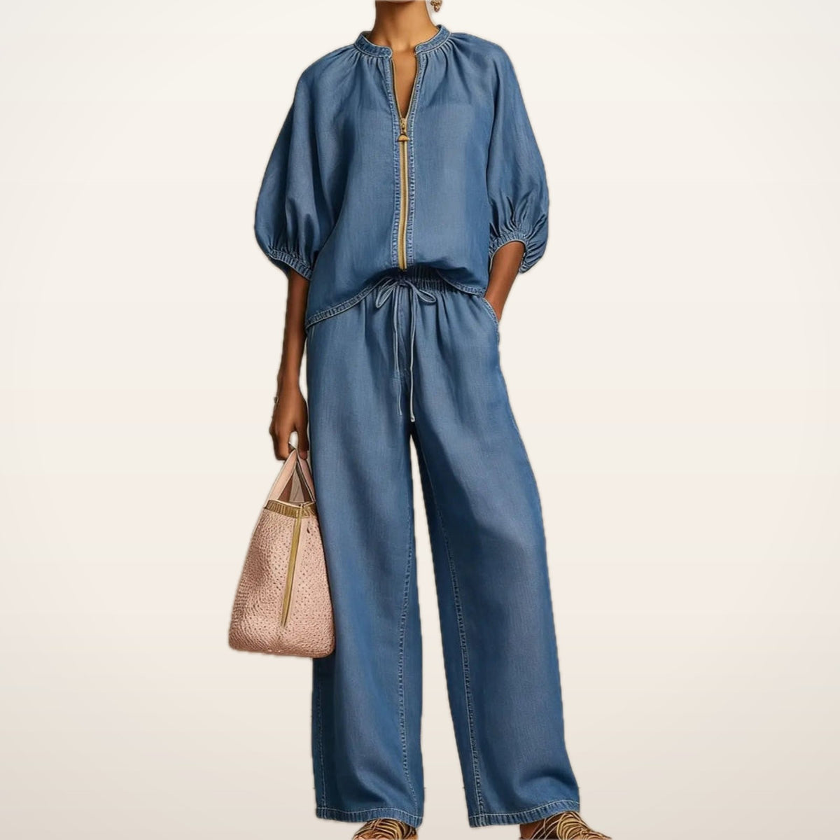 Paige Zip Top & Wide-Leg Pants Set | Velvetella