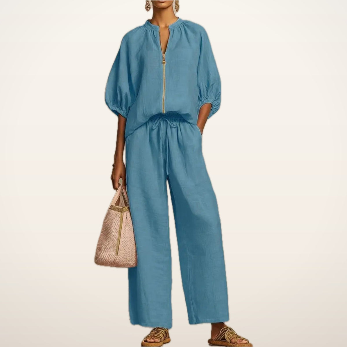 Paige Zip Top & Wide-Leg Pants Set | Velvetella
