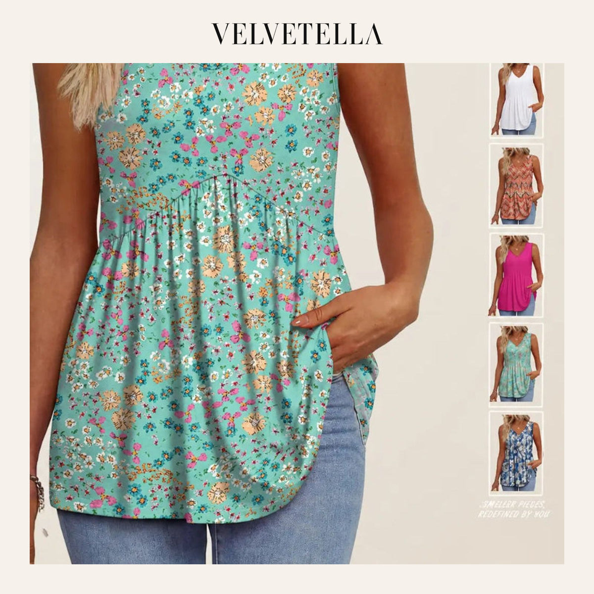 Women’s Peplum Tank Tops Sleeveless V-Neck Stretchy Summer Babydoll Tops | Velvetella