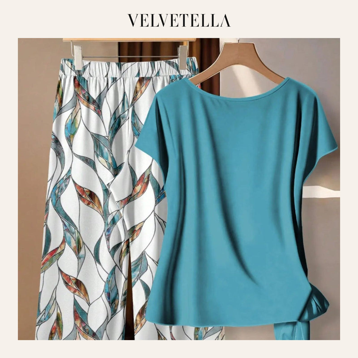 Women’s Printed Shirt & Loose Pants Set, Casual Summer 2-Piece Outfit | Velvetella