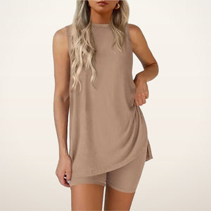 Gemma Sleeveless Split-Hem Shorts Set | Velvetella