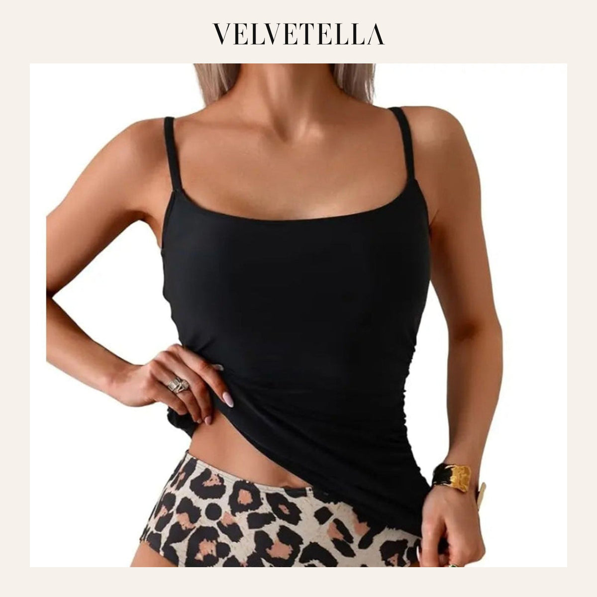Women’s Tankini 2-Piece, Tummy Control Swimwear, High-Waisted Bottom | Velvetella