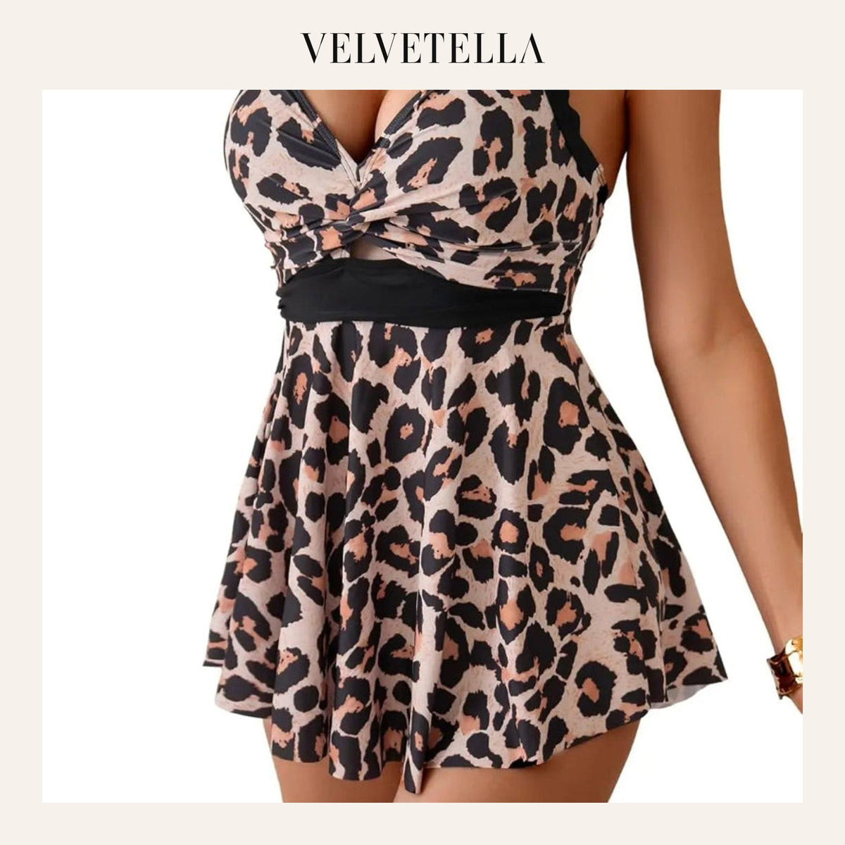 Women’s Tummy Control V-Neck Swimdress, Cross Back One-Piece | Velvetella