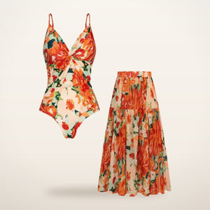 Palma V-Neck Swimsuit & Cover-Up Skirt | Velvetella