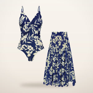 Palma V-Neck Swimsuit & Cover-Up Skirt | Velvetella