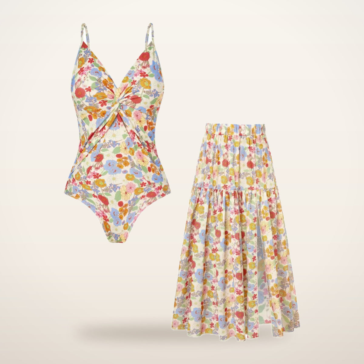 Palma V-Neck Swimsuit & Cover-Up Skirt | Velvetella