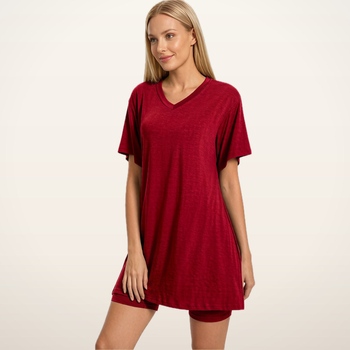 Callie Oversized Tee & Biker Shorts Set | Velvetella