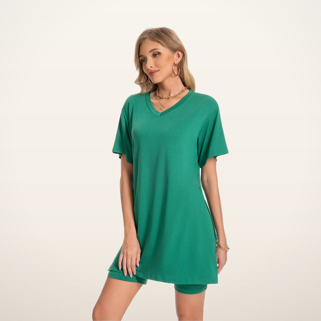 Callie Oversized Tee & Biker Shorts Set | Velvetella