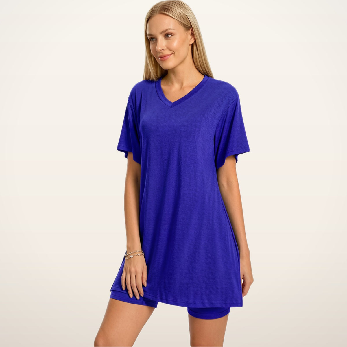 Callie Oversized Tee & Biker Shorts Set | Velvetella