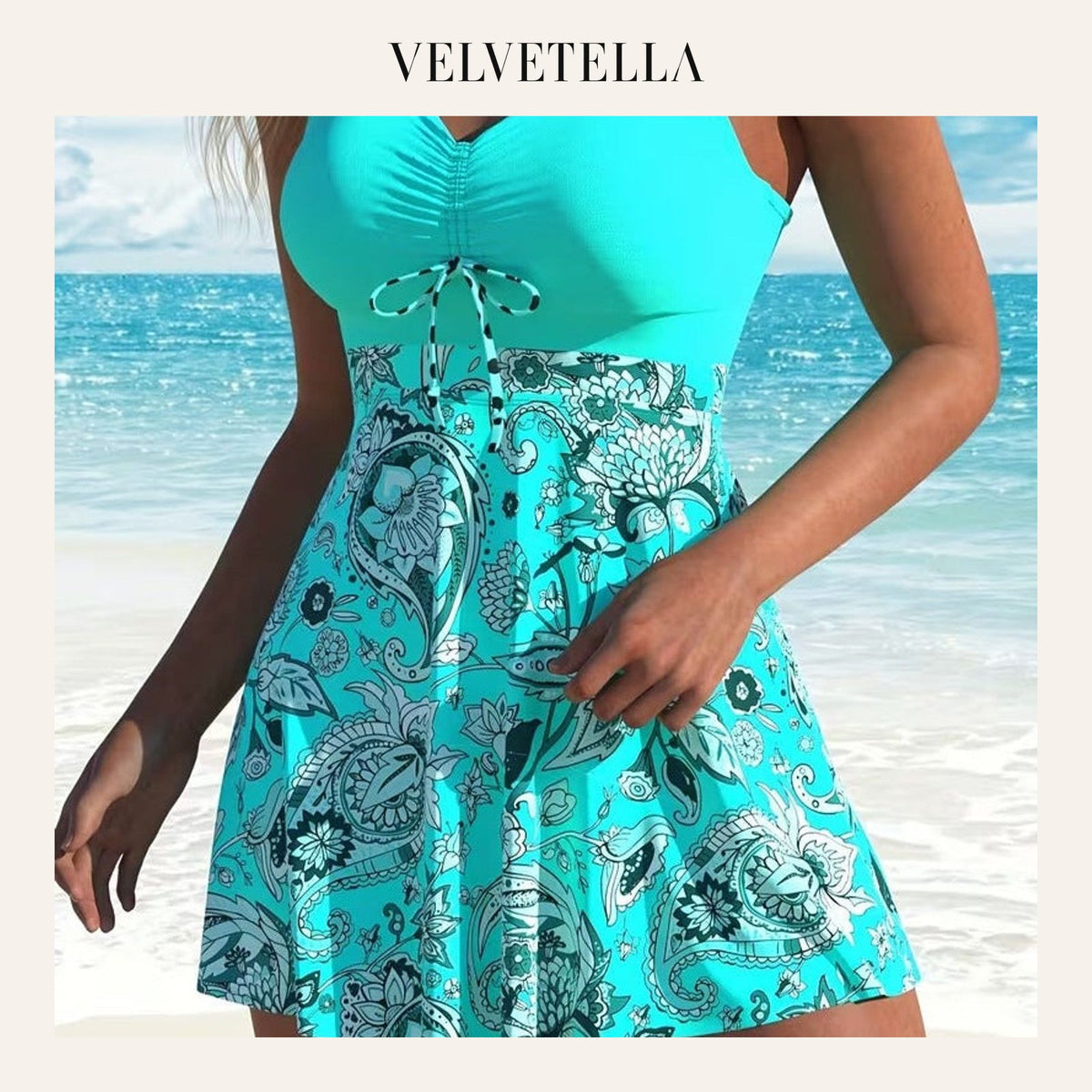 Women's Casual Fashion Tankini Top and Shorts Two-Piece Swimsuit Set | Velvetella