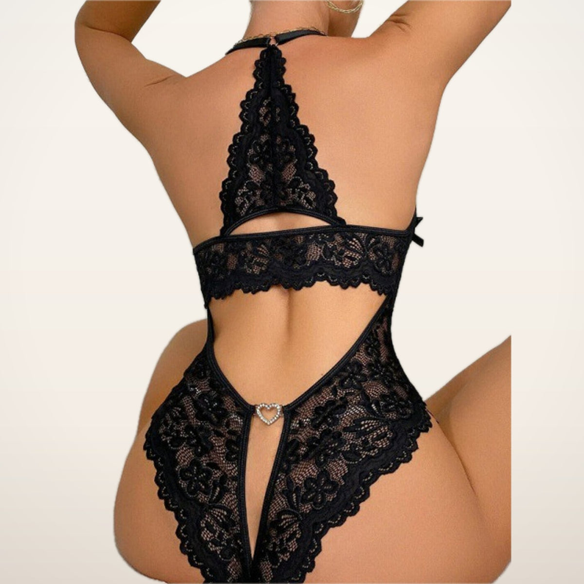 Noir Lace Sleep Bodysuit | Velvetella