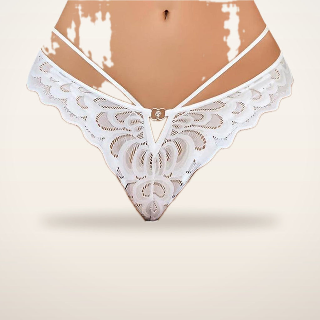 Noir Lace Cross-Back Panties | Velvetella