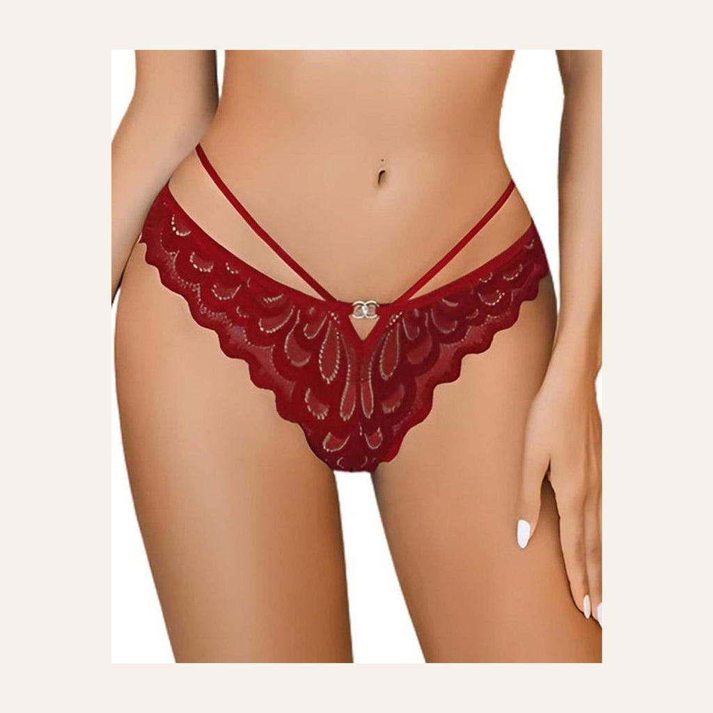 Noir Lace Cross-Back Panties | Velvetella