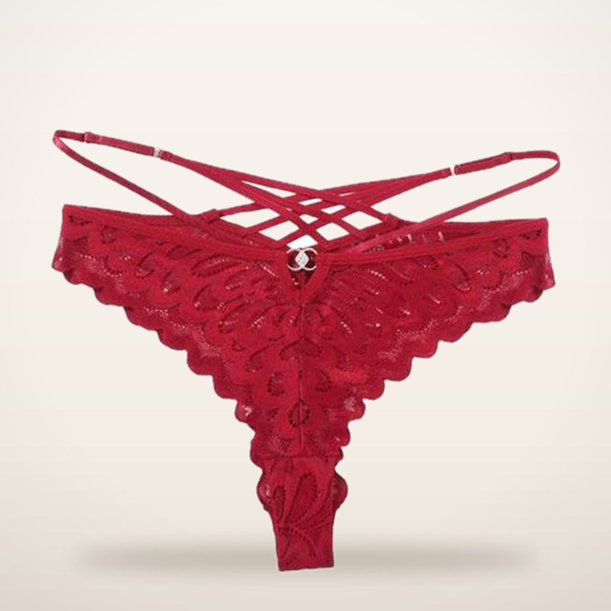 Noir Lace Cross-Back Panties | Velvetella