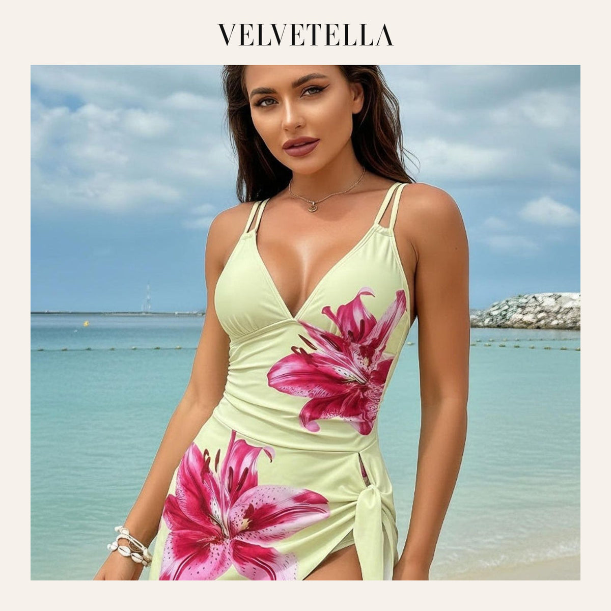Women's Sexy V Neck One Piece Swimsuit Backless Floral | Velvetella