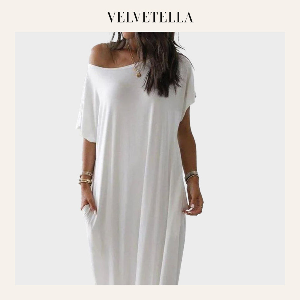 Women’s Solid Color Batwing Sleeve Casual Nightdress | Velvetella