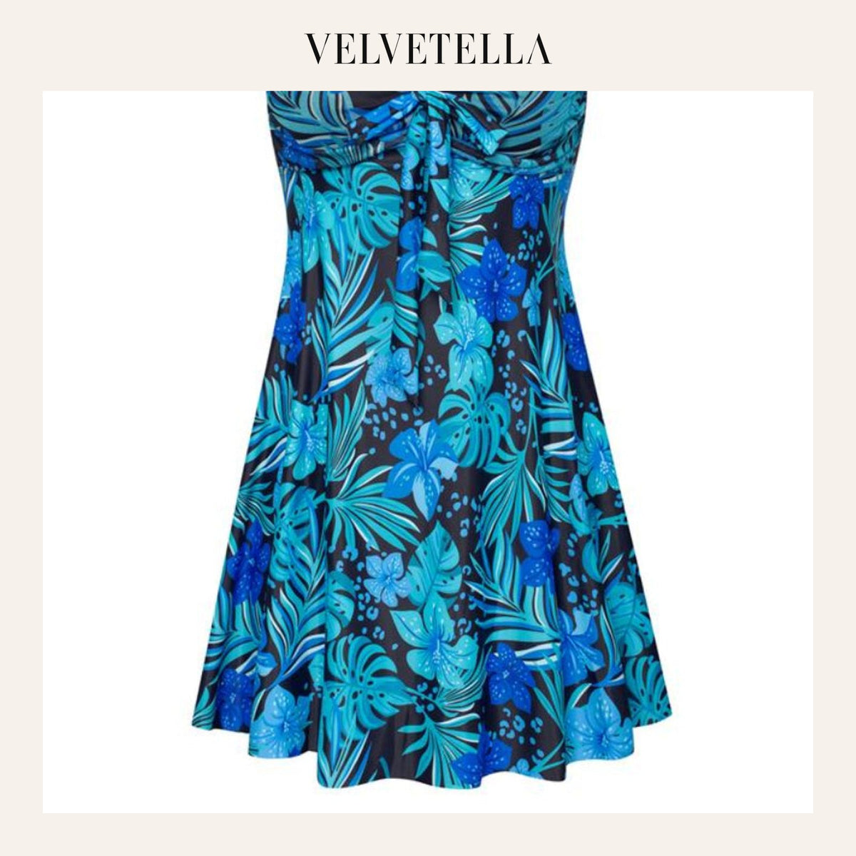 Women's Two Piece Swim Dress Plus Size Tummy Control Tankinis Swimdress Floral Printed Swimwear Swimsuits with Boyshort | Velvetella