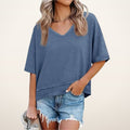Poppy Loose V-Neck Tee | Velvetella