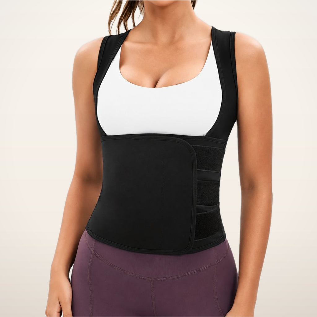 Kira Zip-Up Sauna Waist Trainer Vest | Velvetella