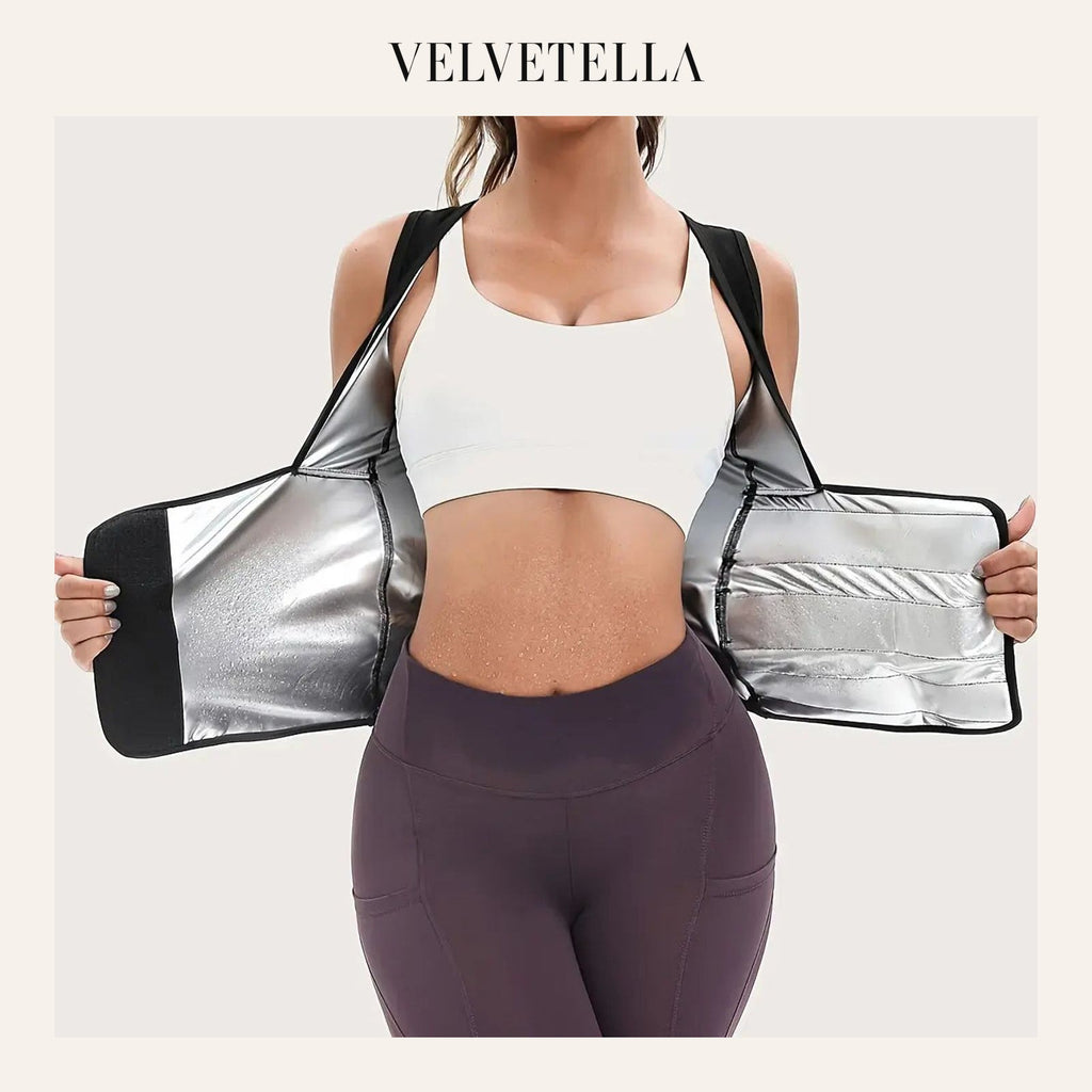 Zip-Up Sauna Sweat Compression Waist Trainer Vest | Velvetella