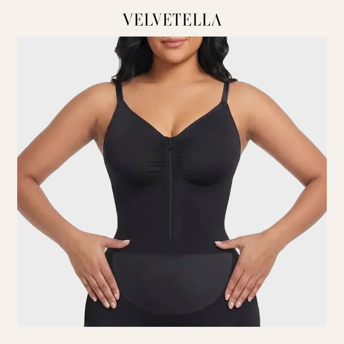 Zip-Up Tummy Control Shaping Bodysuit | Velvetella